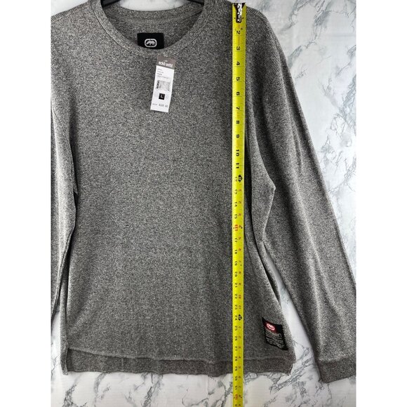 Ecko Unltd. Mens  Size L Grey Marled Long Sleeve Crewneck Thermal Shirt - Picture 3 of 11